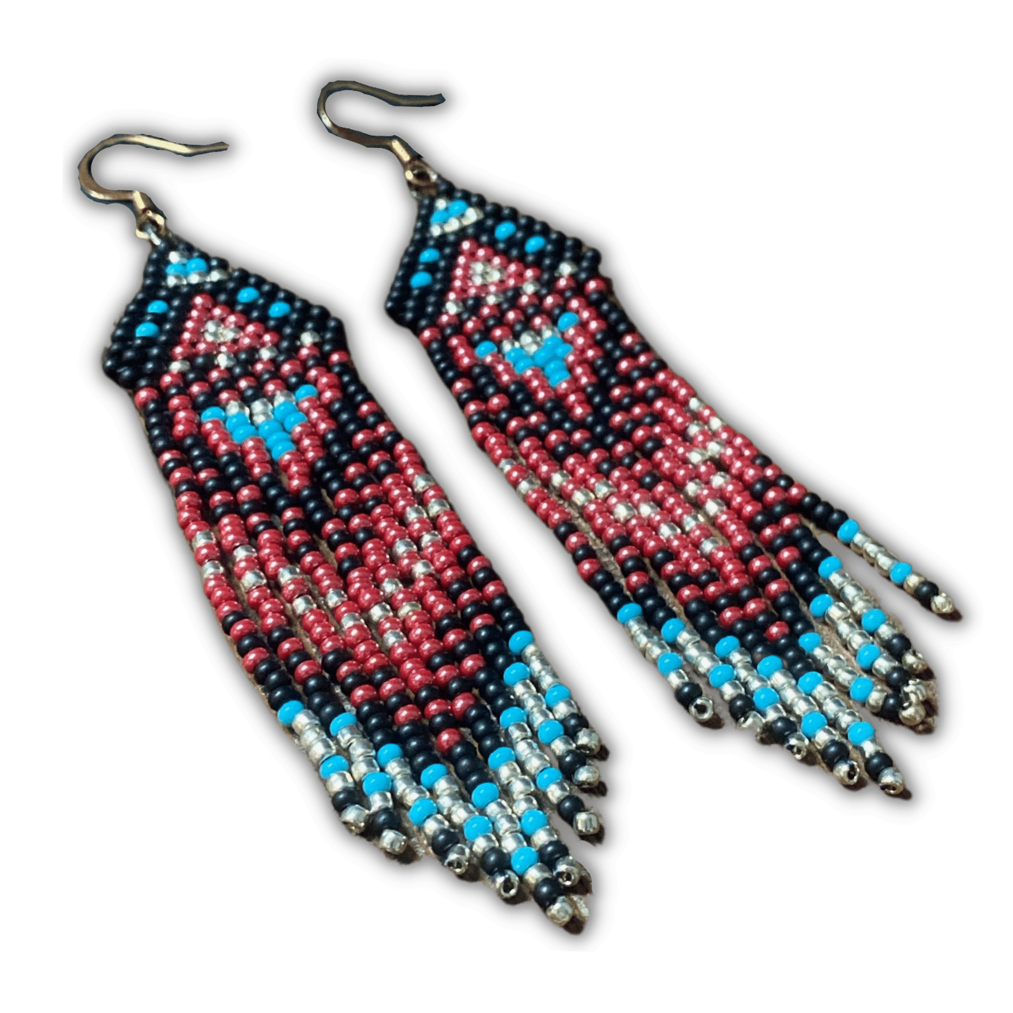 Multicoloured Beaded Fringe Earrings