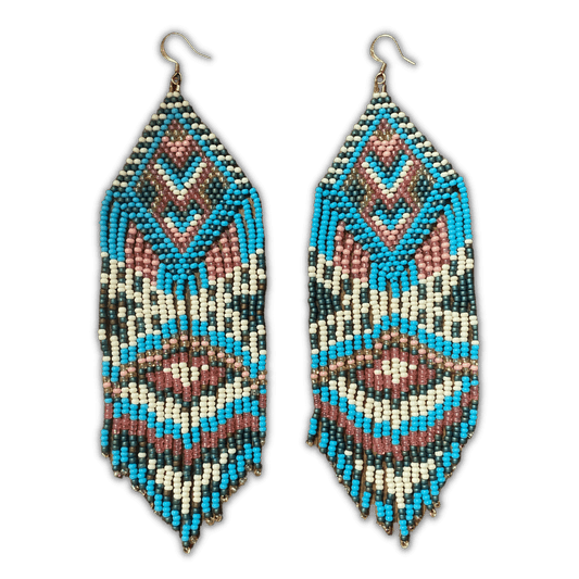 Large Multicoloured Beaded Fringe Earrings