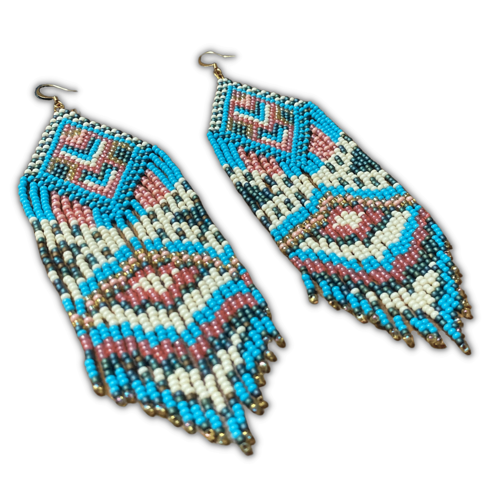 Large Multicoloured Beaded Fringe Earrings