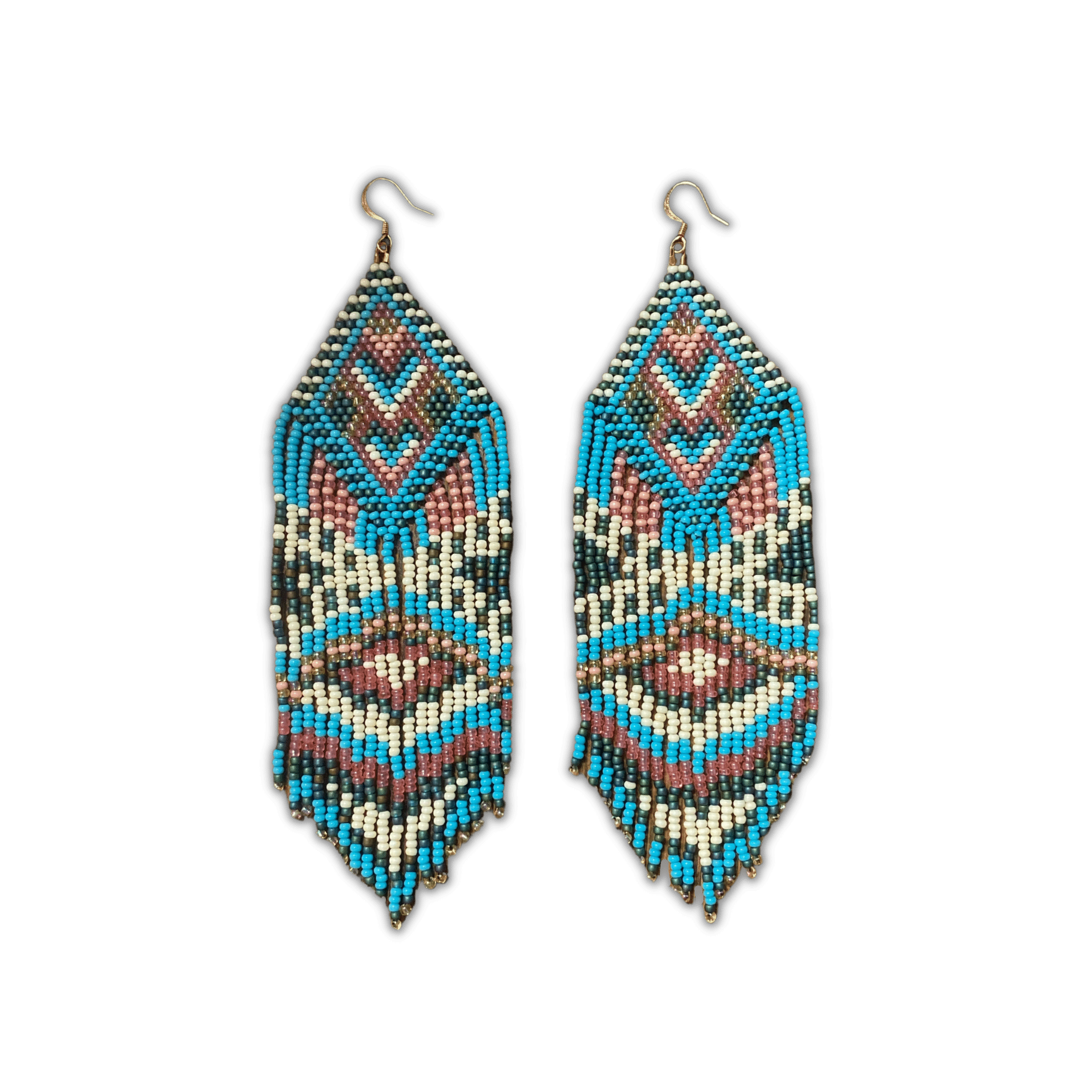 Large Multicoloured Beaded Fringe Earrings