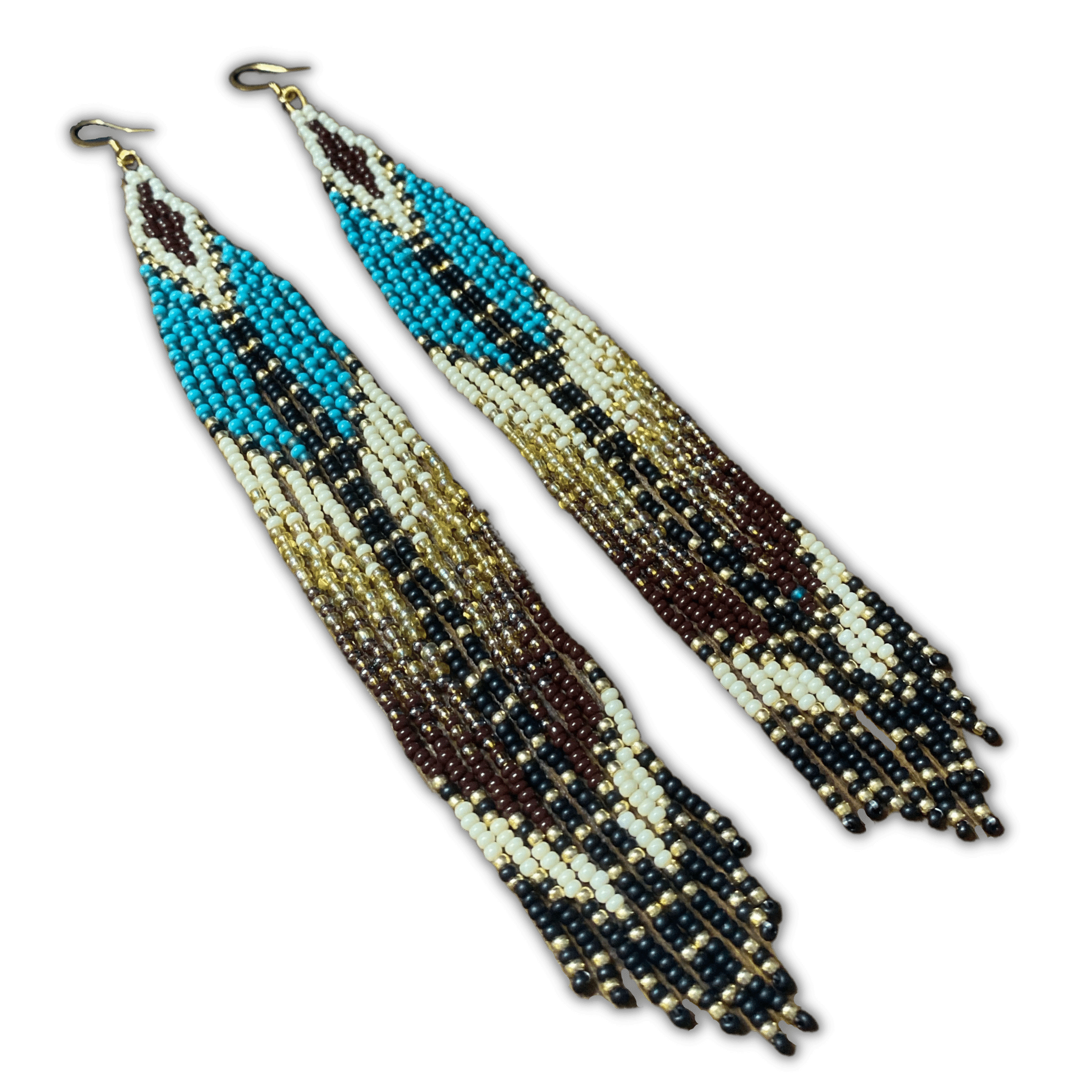 Extra Long Multicoloured Beaded Fringe Earrings