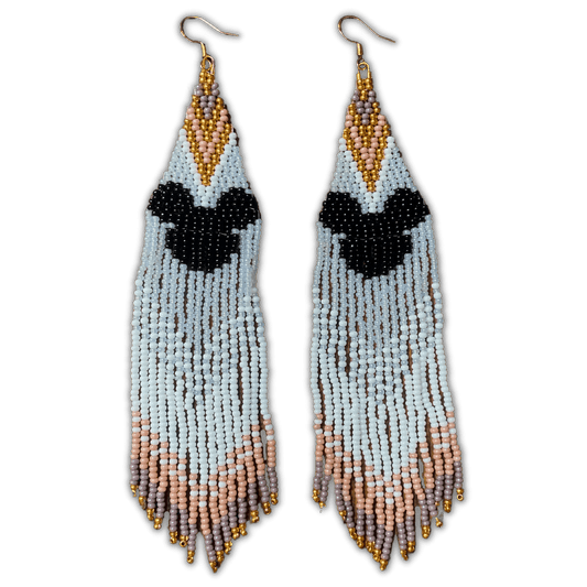 Mickey Mouse-Inspired Beaded Fringe Earrings