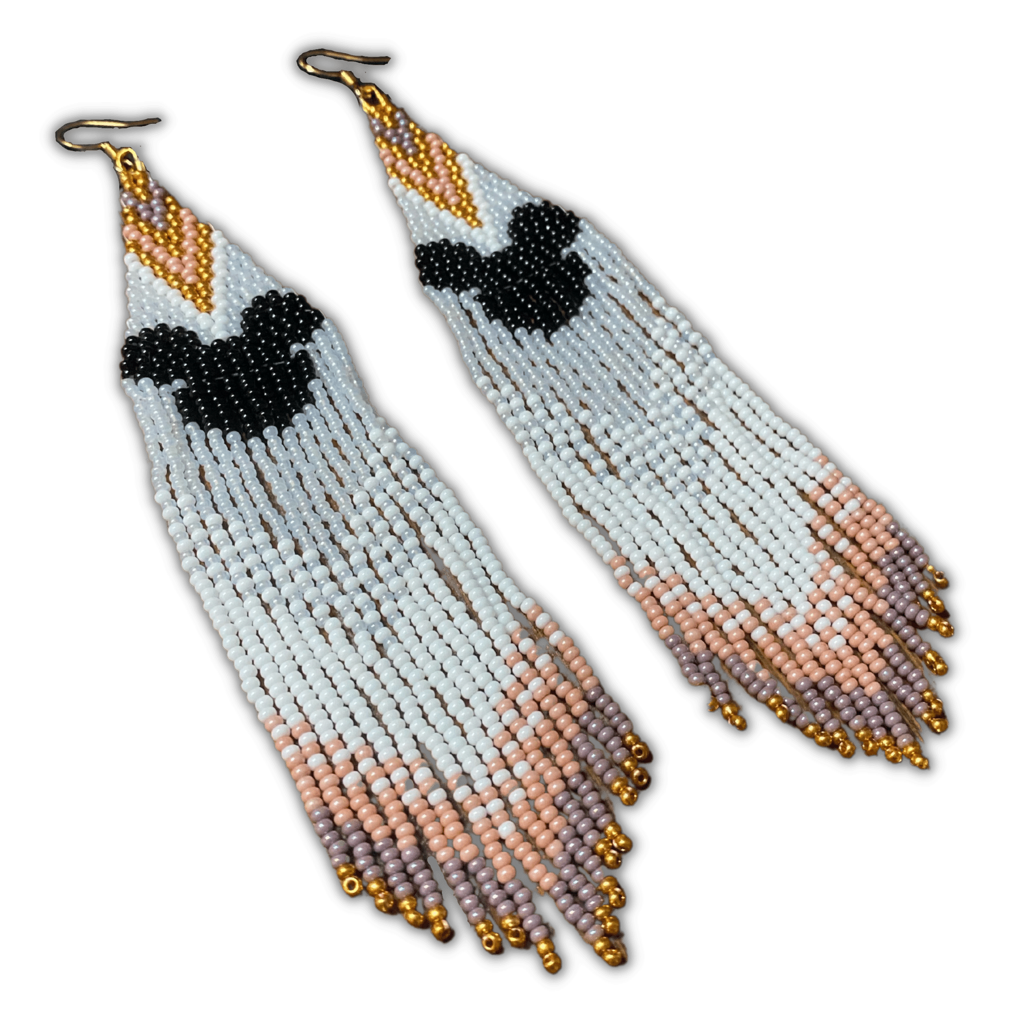 Mickey Mouse-Inspired Beaded Fringe Earrings