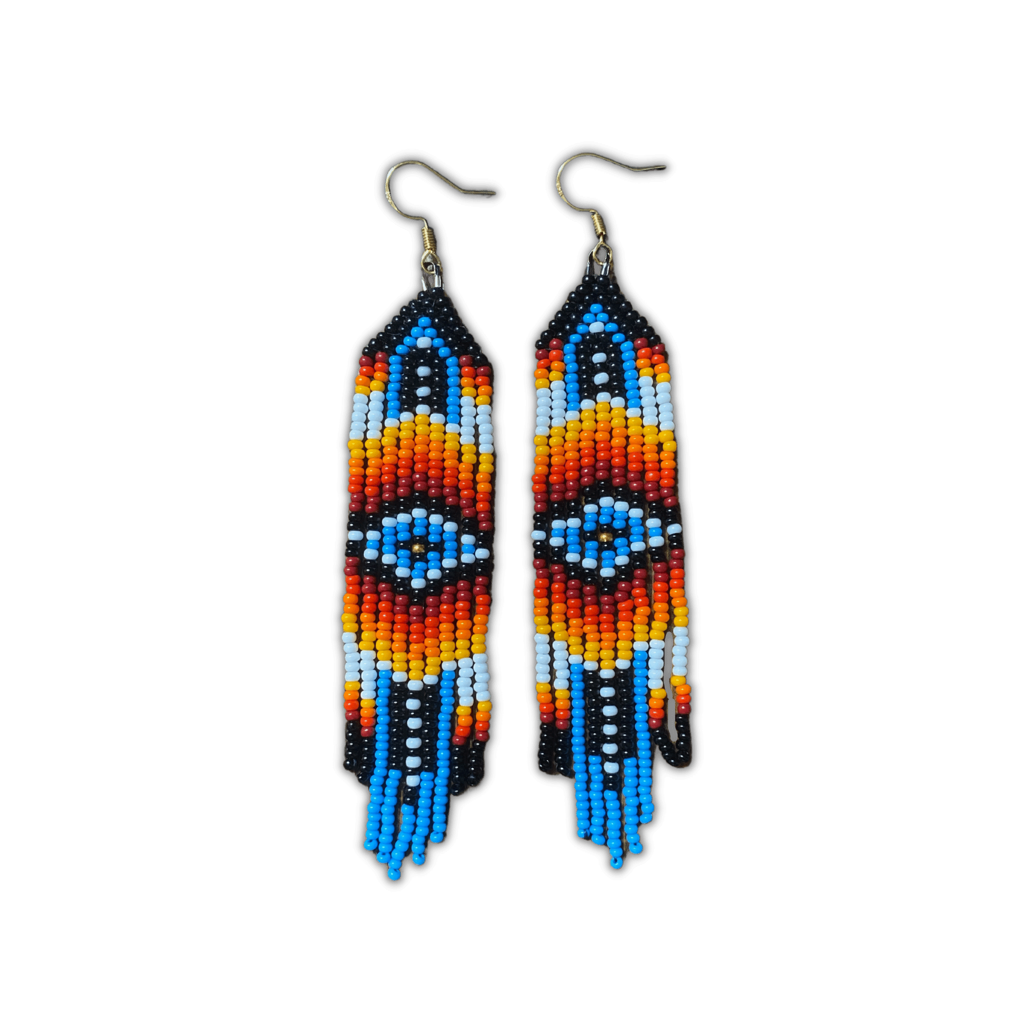 Large Vibrant Multicoloured Beaded Fringe Earrings