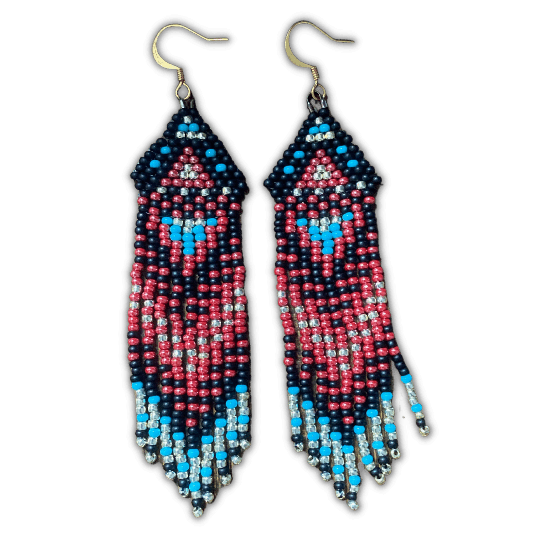 Multicoloured Beaded Fringe Earrings