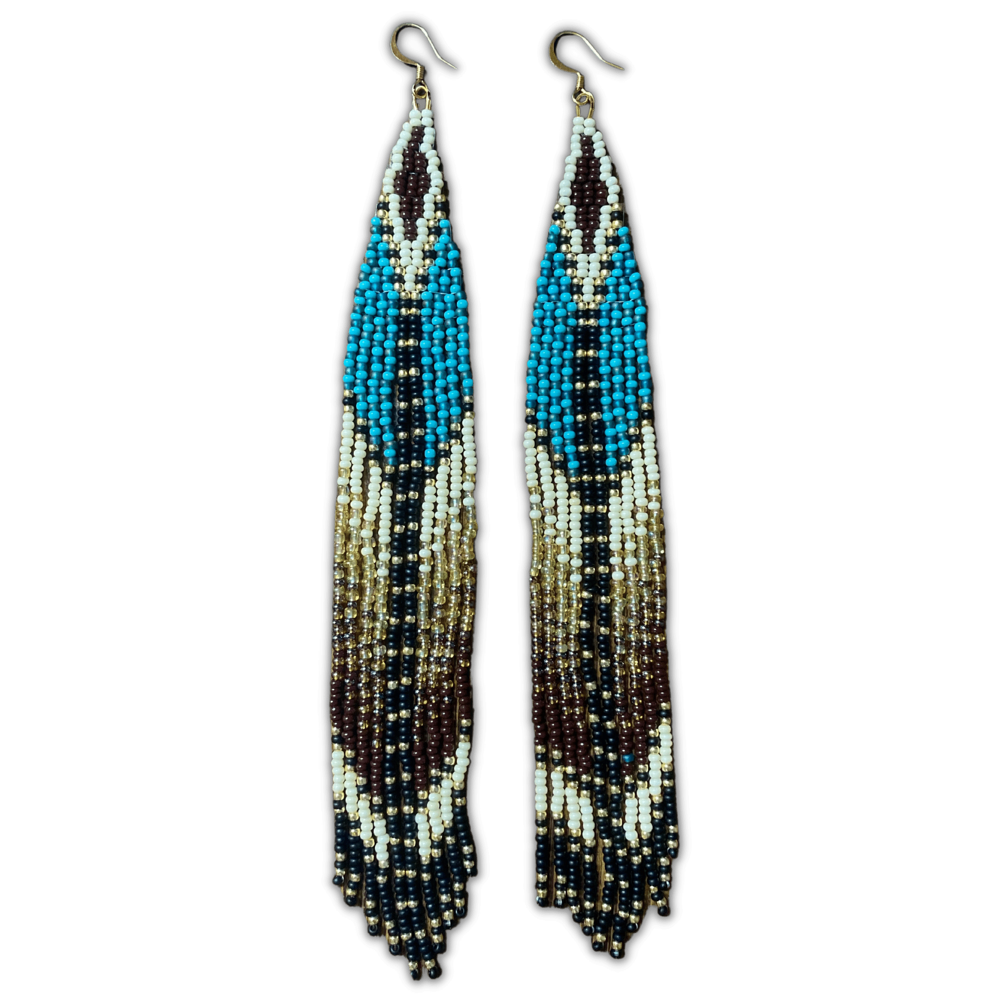 Extra Long Multicoloured Beaded Fringe Earrings