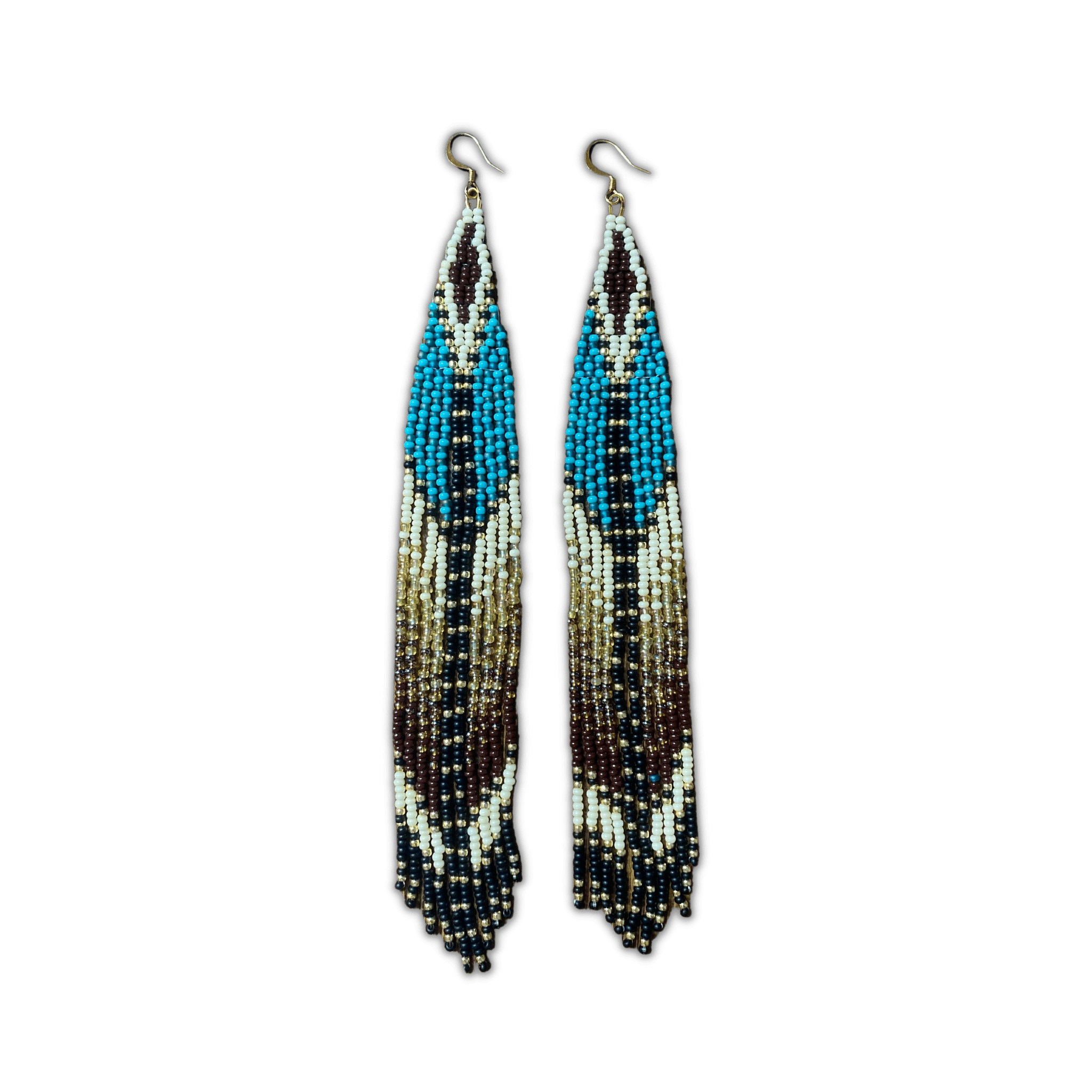 Extra Long Multicoloured Beaded Fringe Earrings