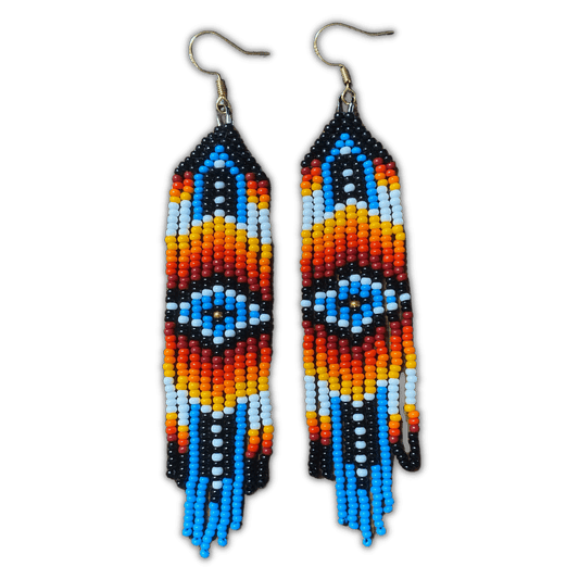 Large Vibrant Multicoloured Beaded Fringe Earrings