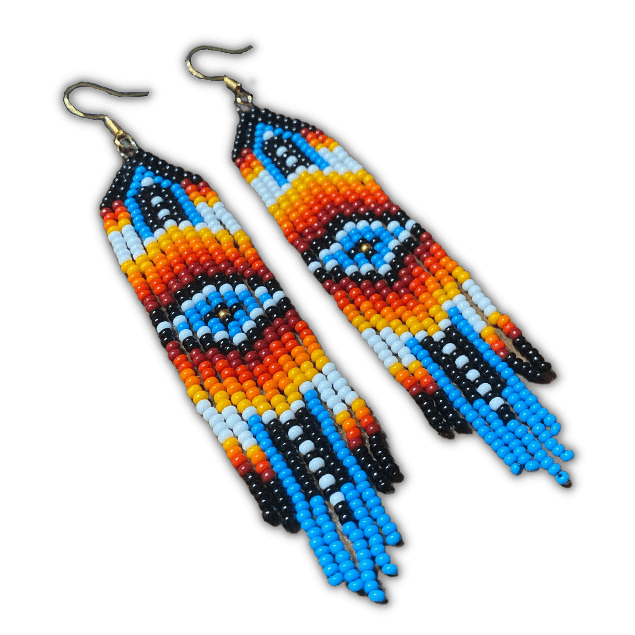 Large Vibrant Multicoloured Beaded Fringe Earrings